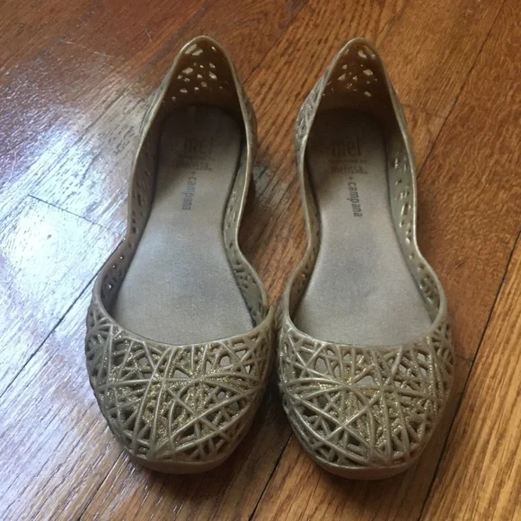 Melissa Shoes Melissa Campana Gold Glitter Flats Size Poshmark